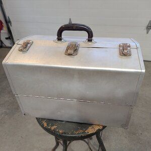 Large Vintage  Metal Philson Deluxe Tackle Box with Six Shelves Extra Large